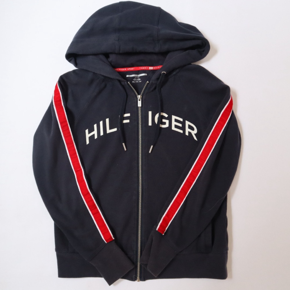 Tommy Hilfiger Navy Hoodie with Red Stripes